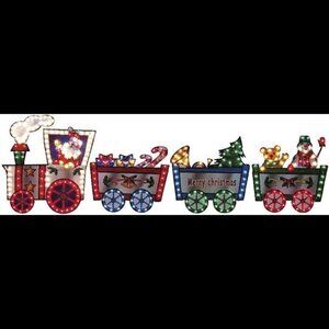 Holiday Home 118inch Lighted Christmas Train Sculpture Decoration